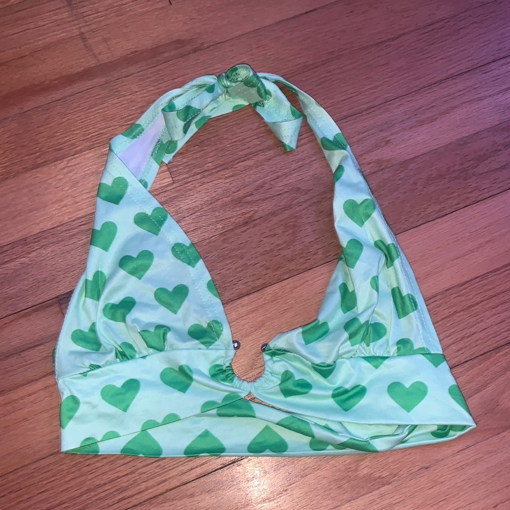 Green heart crop top